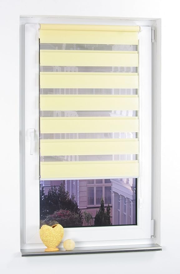Liedeco® DUO Rollo Klemmfix - 90 x 160 cm lemon yellow (gelb) (Breite x Höhe) / transparent lichtdurchlässig blickdicht und s