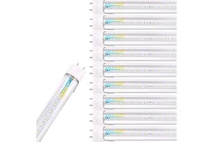Brillihood T8 LED Shop Light Tube, 4FT, 18w (40W Equivalent), Dual-End Powered, 6000K Cool White, 2000 Lumens, Clear Cover Le