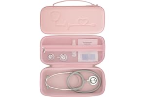 CVVD Stethoscope Case for 3M Littmann Classic III, Cardiology IV, Lightweight II S.E, MDF Instruments Stethoscopes, Hard Storage Case for Stethoscope Accessories, Nursing School Essentials - Pink