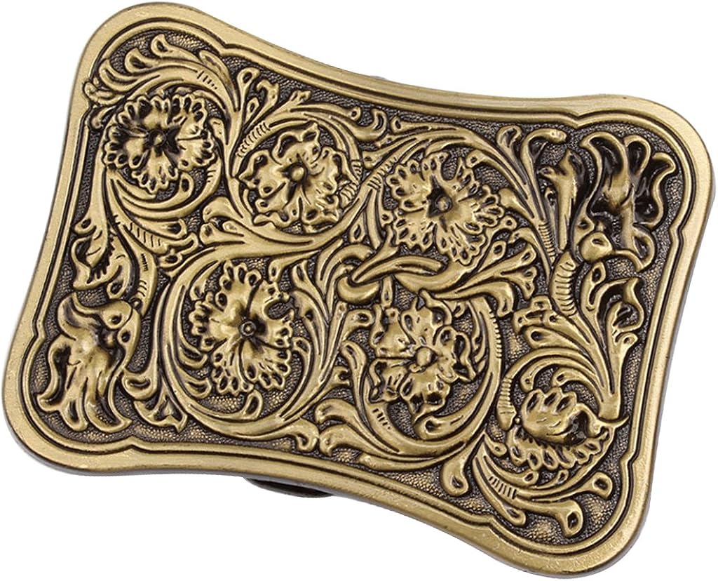 Zinc Alloy Vintage Western Belt Buckle Arabesque Pattern Cowboy Cowgirl
