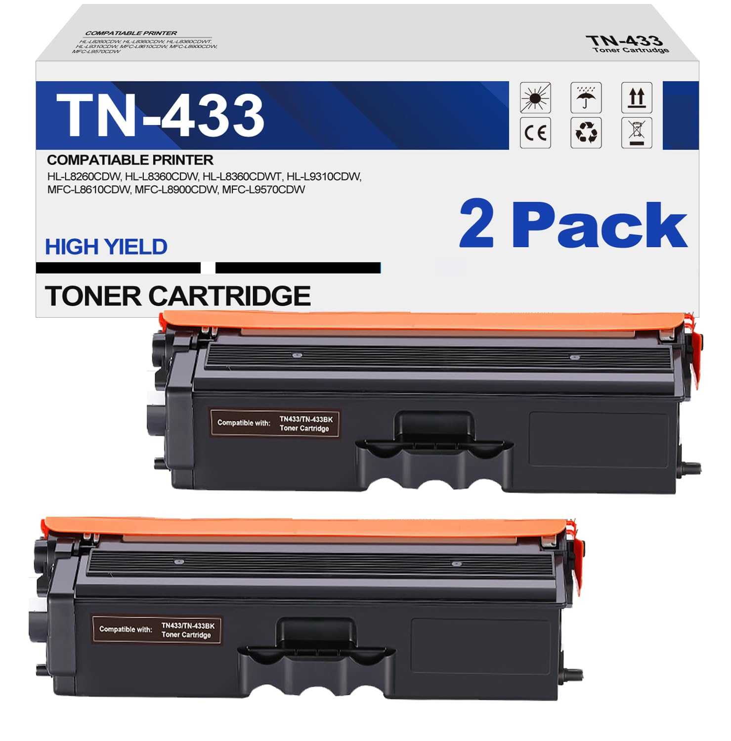 Photo 1 of GOTOBY Compatible Toner Cartridge Replacement for Brother TN433BK TN433 TN431BK TN-433 TN436BK for HL-L8260CDW HL-L8360CDW MFC-L8900CDW MFC-L8610CDW MFC-L8690CDW Printer (Black, 2Pack)