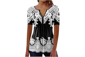 ATOYSOY Summer Blouses for Women 2023 Fashion Lace 3/4 Sleeve Dress Shirts Dressy Casual Business Long Ladies Tops Boho Blouse…