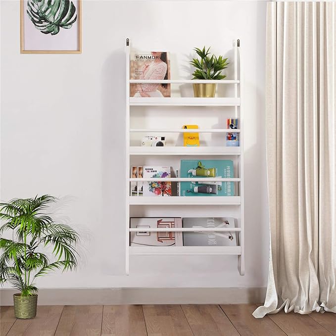 DOSLEEPS Children Wall Bookcase, Kids Bookshelf Wooden Book Display Stand Organizer/Storage Rack