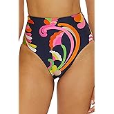 Trina Turk Women's Poolside High Waisted Bikini Bottom, Floral Print, Cheeky Coverage, Swimwear Separates