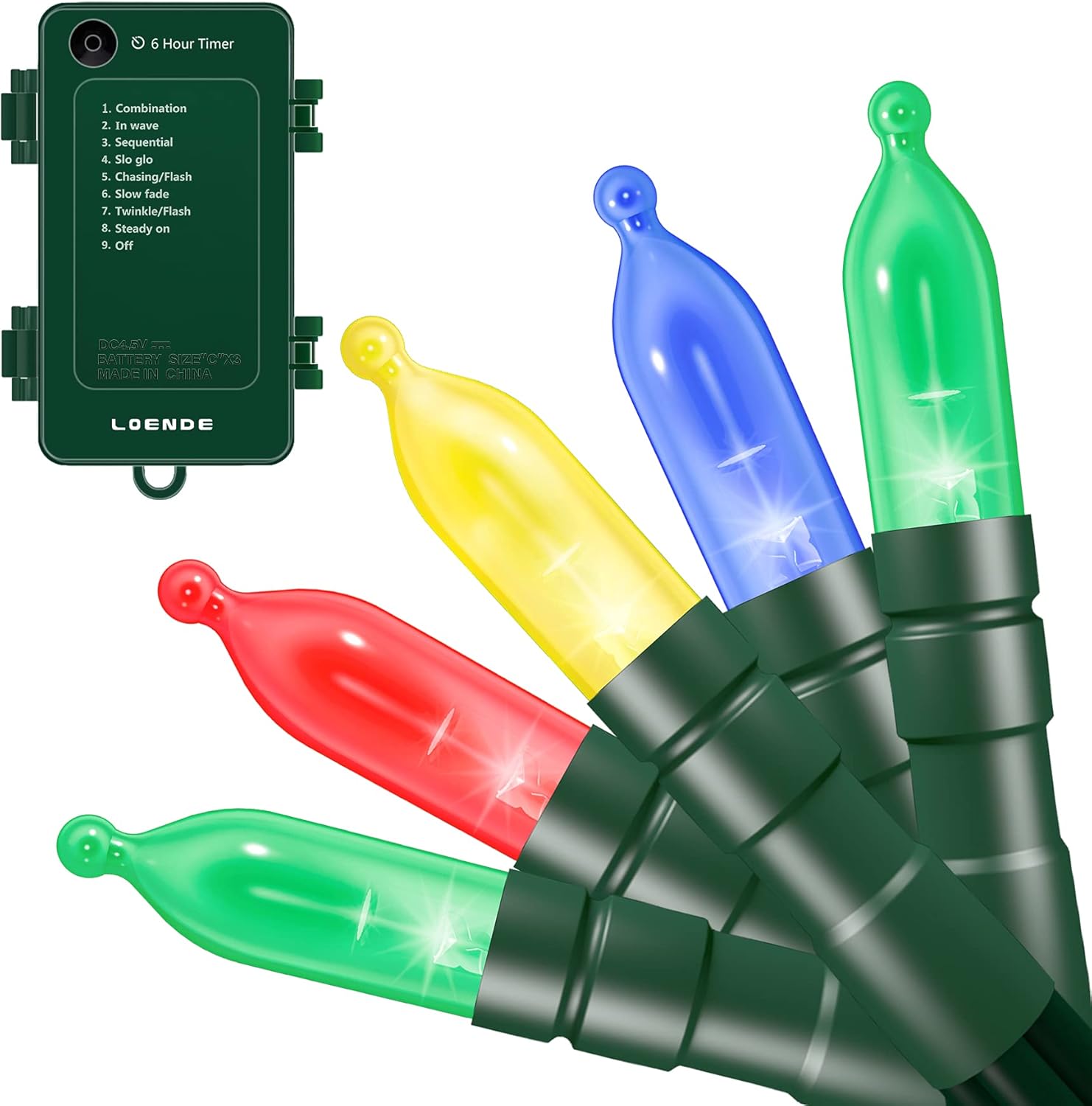 Battery Operated String Lights with Timer & Indicator - Christmas Lights Outdoor String Lights 100 LED String Lights Mini Lights Set for Wedding Party Home Garden Wreath, Waterproof, Multicolored