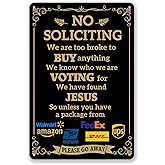 EudaBlos Funny No Soliciting Sign for Front Door and House, 12 x 8 Inch Sturdy and Durable Metal Sign