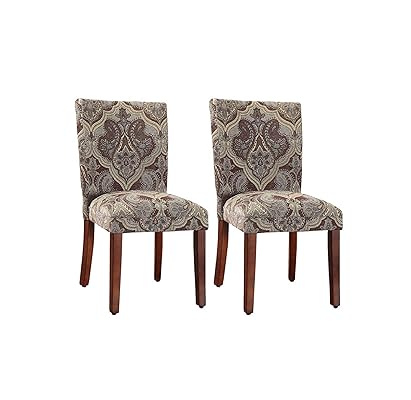 HomePop Parsons Upholstered Accent Dining Chair in Blue Paisley