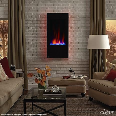 Clevr 32 Vertical Wall Mounted Modern Black Electric Heat