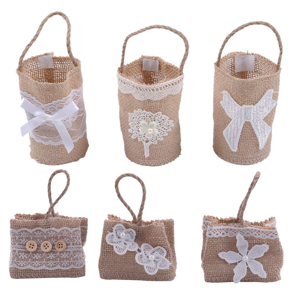 A Diy Wedding Party Decoration Green Burlap Bags Jute Bags Candy