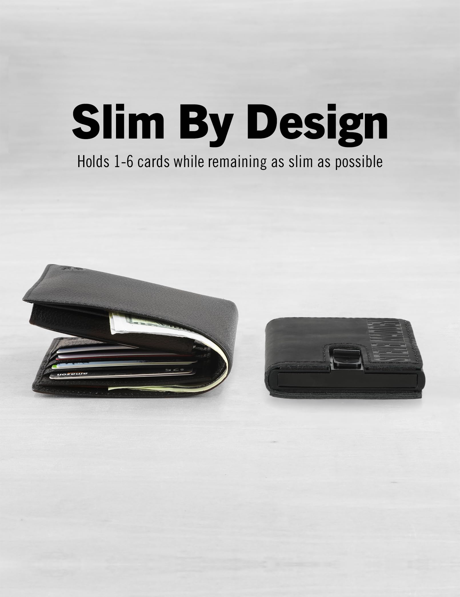 Steve Madden Men's Minimalist Holder Pop Up Card Wallet & ID Window, Black, 2.5 x .5 x 4