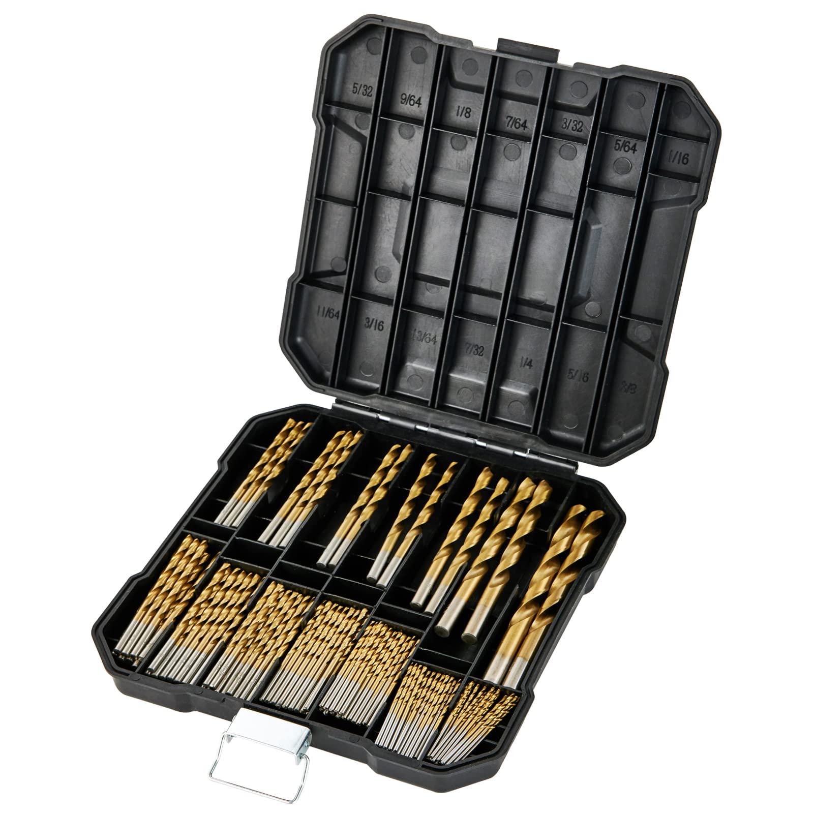JTZXJJX 99 Pcs Titanium Coated Twist Drill Bit Set, Metric Drill Bits Size from 1.5-10mm for Woodworking, Plastic Hole Drilling