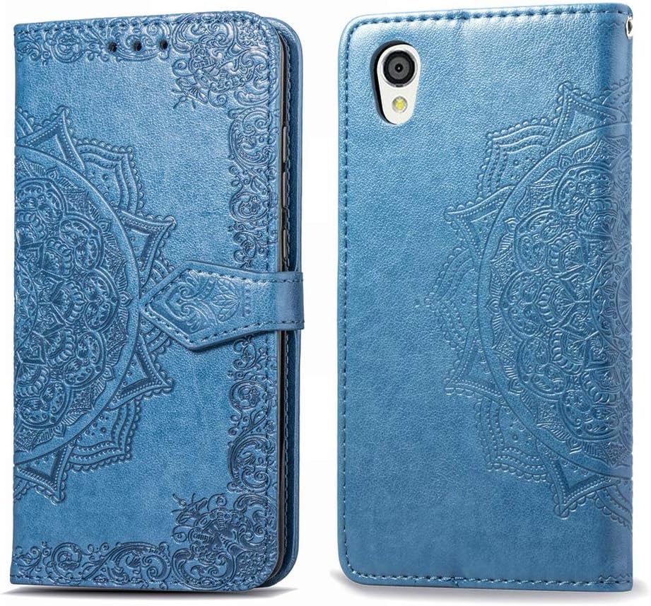 Amazon Com Laybomo Case For Sharp Aquos Sense2 Shv43 Case Leather Premium Floral Embossing Wallet Style Card Slots Magnet Stand Silicone Tpu Shockproof Protective Flip Book Case Cover For Sharp Shv43 Blue