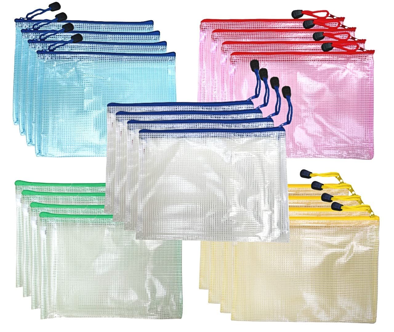20-Pack A5 Plastic Document Wallets with Zip Pouches