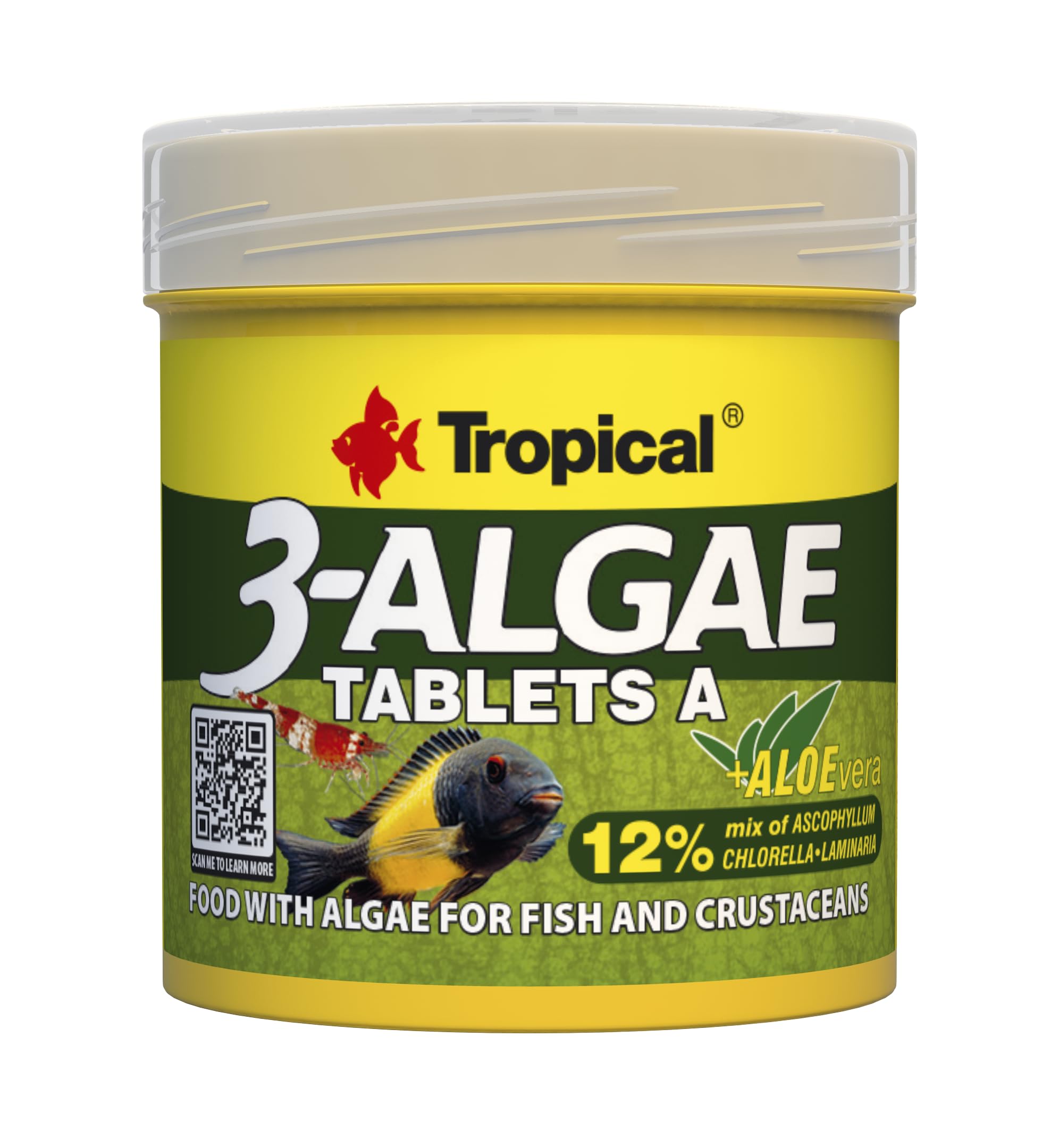 Tropical 3-ALGAE Tablets A 50ml / 36g / 80 pcs - rich adhesive Tablets for fish and crustaceans