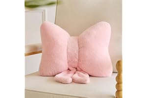 Lfsaaj Bowknot Pillow Pink Cute Bow Decorative Throw Pillows 12" Aesthetic Home Decor Bow Cushions Butterfly Knot Plush Pillow for Bedroom Couch
