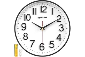 QPEUIM Wall Clock Wall Clocks Silent Non-Ticking Battery Operated Large Easy to Read with Stereoscopic Dial Ultra-Quiet Movement Quartz for Office Classroom School Home Kitchen (10 inches)…