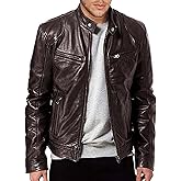 WENKOMG1 Men Faux Leather Jacket, Fall/Winter Thickening Coat Long Sleeve Zip Up Outwear Sports Basic Parka with Pocket
