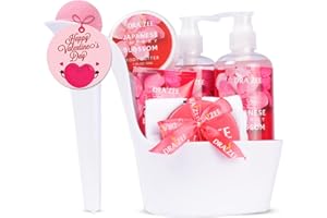 Draizee Mothers Day Gifts for Mom - Spa Gift Baskets for Women - 8 Pcs Luxury Cherry Blossom Scented Heel Shoe Design Bath and Body Spa Set-Self Care Package for Women, Presents for Mom, Body Care Set