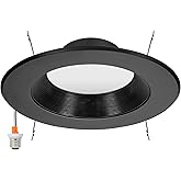 Maxxima 5 in. & 6 in. 5 CCT Retrofit Recessed LED Downlight - 1100 Lumens, E-26 Quick Connect, 5 CCT 2700K/3000K/3500K/4000K/5000K, Dimmable, Ceiling Light Fixture for Kitchen or Hallway, Black Trim