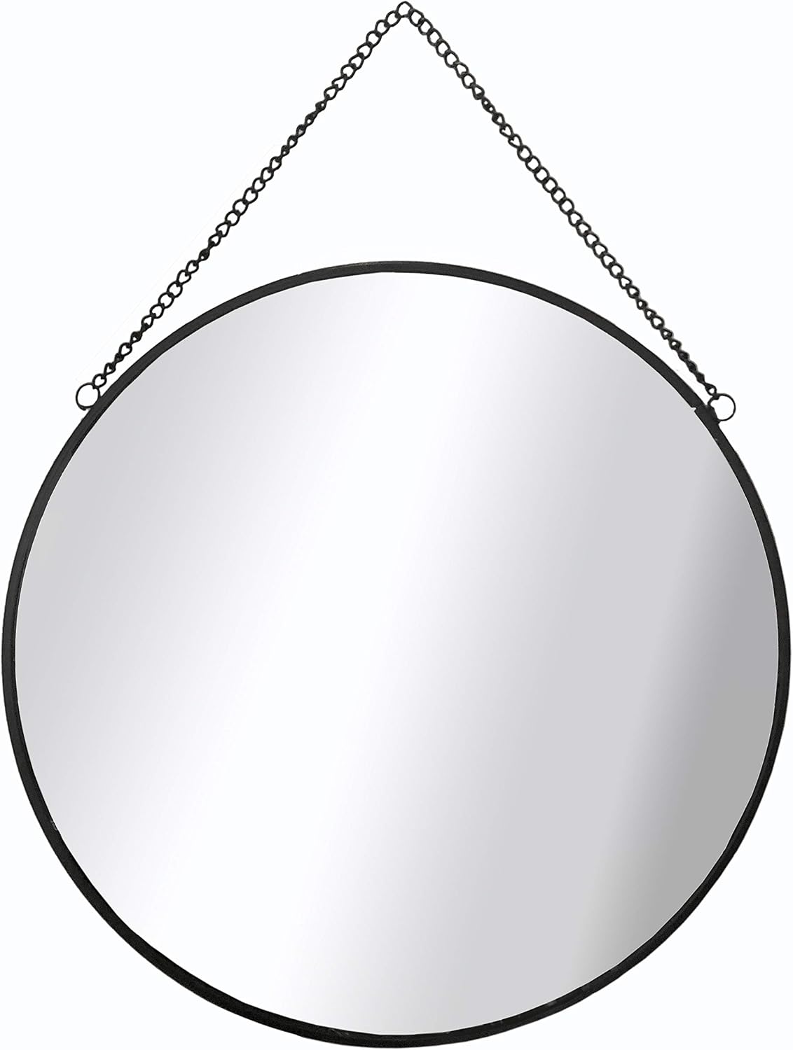 GreyZouq Black Metal Rimmed Round Mirror 30 centimeter with Hanging Chain Ideal for Bathroom Bedroom - Image 3