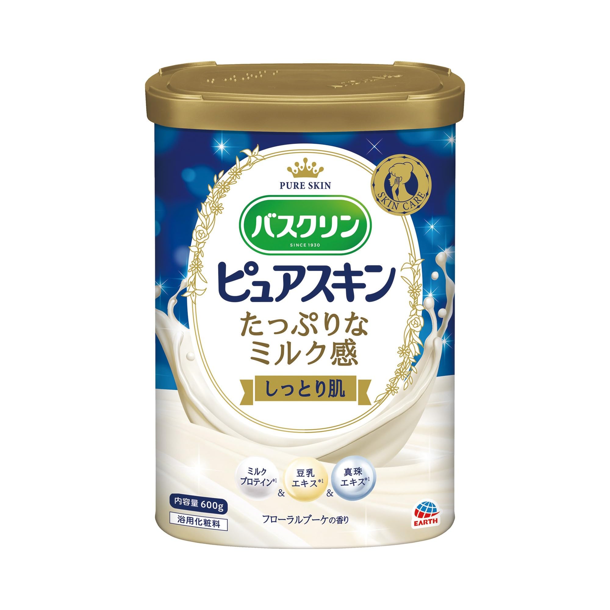 バスクリンピュアスキン入浴剤 しっとり肌600ｇ(約30回分) スキンケアにごりタイプ商品画像
