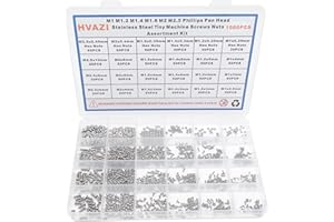 HVAZI Metric M1 M1.2 M1.4 M1.6 M2 M2.5 304 Stainless Steel Phillips Pan Head Tiny Machine Screws Nuts Assortment Kit
