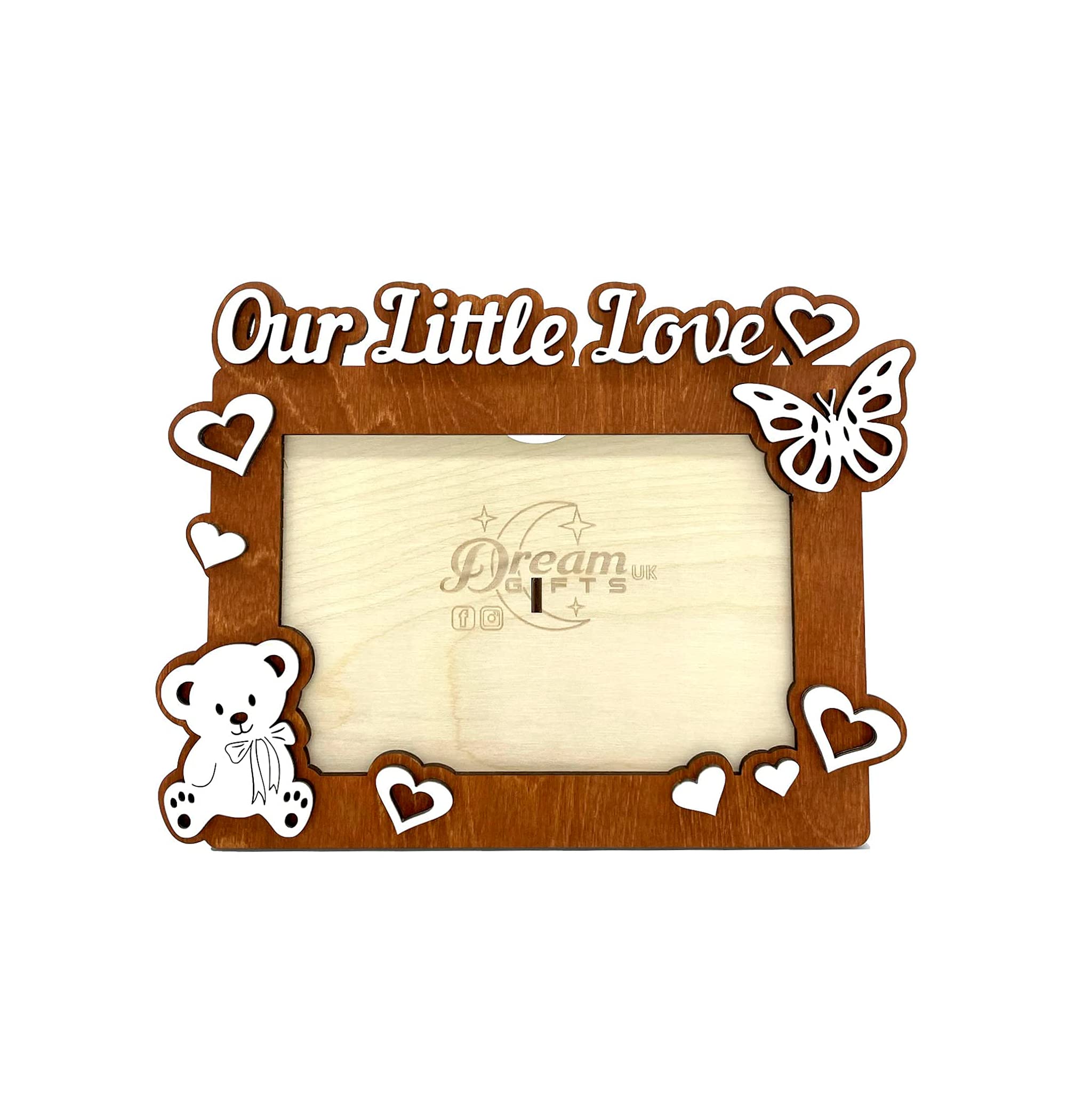 Our Little Love, Baby Wooden Photo Frame Custom Hand Made for Tabletop or Wall, Decorative Style, Gift idea (Light Wooden)