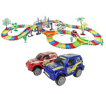 Stager Flexible Variable Track Set 257 Pcs LED Light Battery Operated Racing Game Set