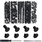 120 Pcs Leathercraft Rivets for Leather,Belt Rivets for Leather Crafting Leather Screw Rivets kit for Decorate Bag Shoes Purse Bookbinding (Black-M4*6+8+10+12mm)