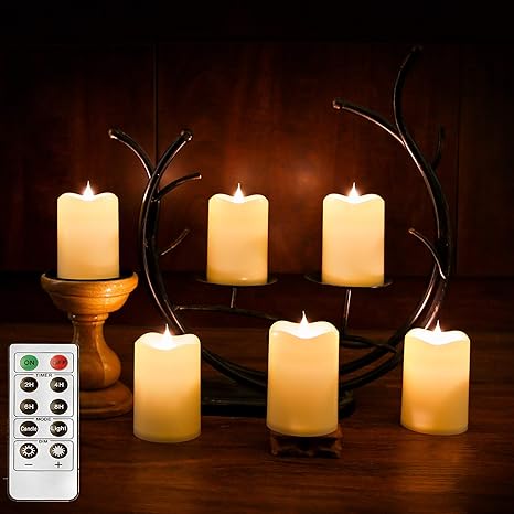 Amazon Com Romingo Set Of 6 Water Resistant Flameless Flickering Led Candles With Timer Battery Operated Candle With Remote Control For Indoor And Outdoor Christmas Decoration Home Improvement