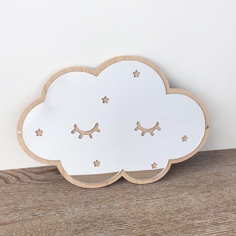 Demiawaking Cute Cloud Shape Mirror Stickers Wall Hanging Acrylic Mirrors Cosmetic Mirror for Children Bedroom Bathroom Walls Tiles Decoration