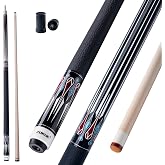 ZOKUE 58 Inch 19-20oz Pool Cue Stick | 12.5mm tip,hard maple shaft, 3/8&times;8 joint，leather grip,included weight bolts, extension-ready design