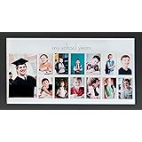 Green Pollywog School Years Picture Day Collage Frame in Elegant Black Natural Wood, Photos from Kindergarten to Graduation