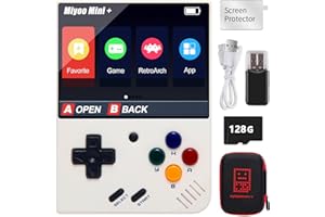 ASTARAMA Miyoo Mini Plus Handheld Game Console with Hard Case, 3.5 Inch IPS Screen Retro Video Game Console, Built-in 128G TF Card 15000+ Games & 3000mAh Battery, Support WiFi