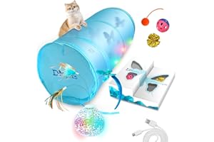 Migipaws Cat Toys, Interactive Cat Toy for Indoor Cats Play Moving Shadow of Butterfly Feather Project on Cat Tunnel, Cardboard Box Toys, Rechargeable