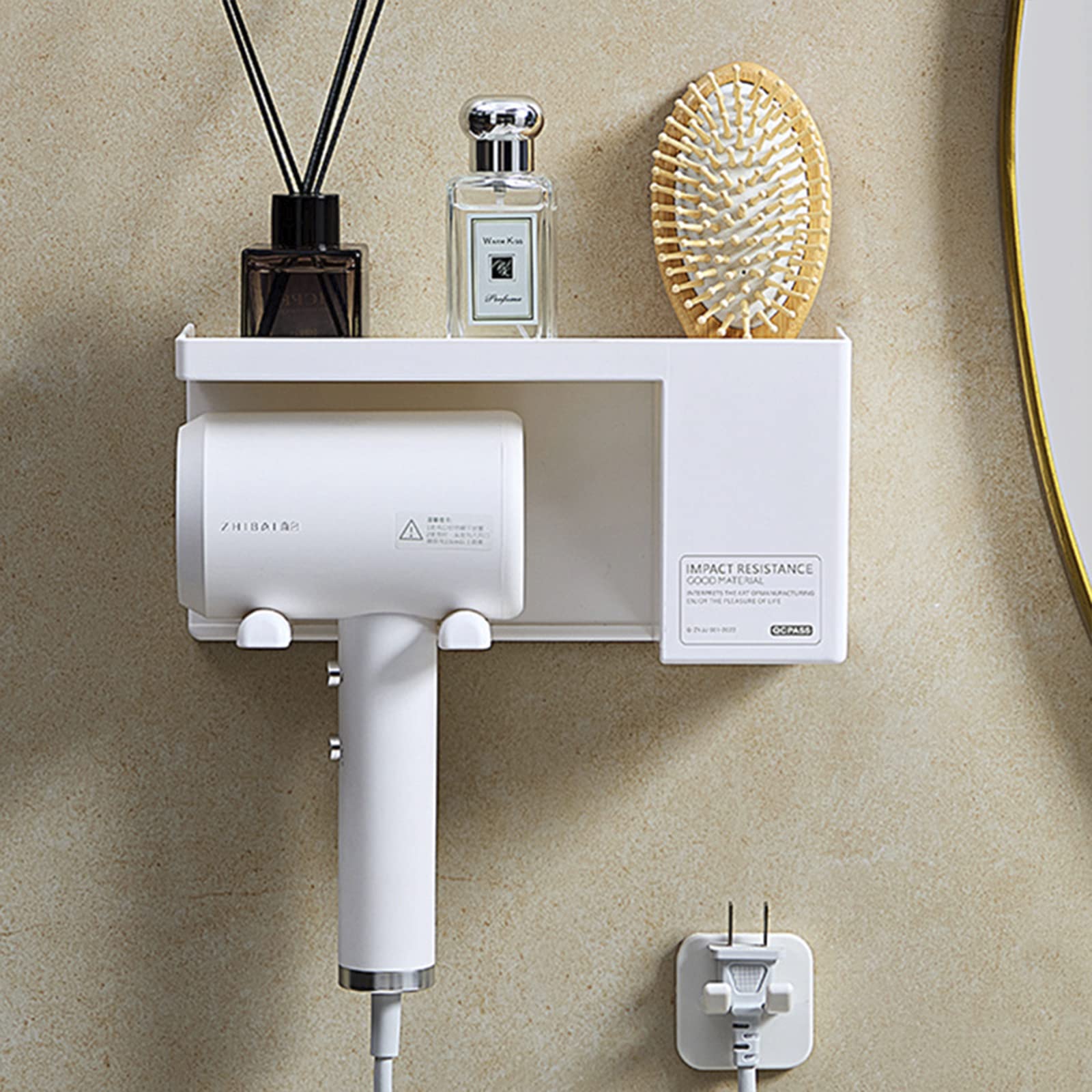 Hosoncovy Hair Dryer Wall Mount Holder Hair Dryer Wall Hanger Toiletries Wall Storage Electric Shaver Wall Mount for Dyson Supersonic Hair Dryer,Universal for Hair Dryer