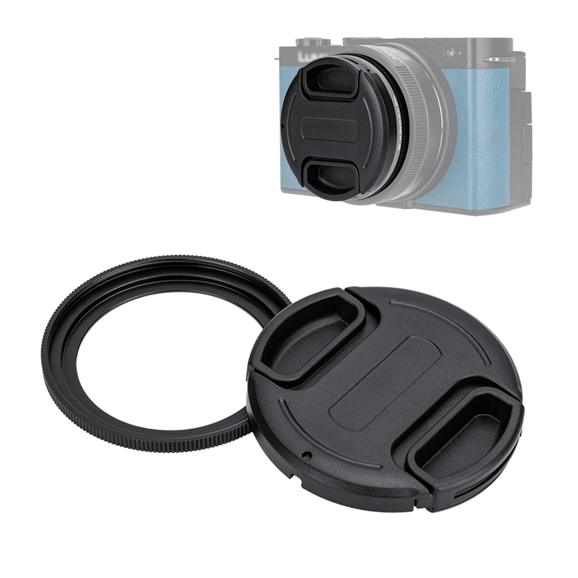 JJC Filter Adapter Ring & Lens Cap Kit for Panasoni. Lumix S 26mm F8 L-Mount Lens, S-R26E 26mm F8 Lens Aluminium Alloy Conversion Adaptor with Portable Snap-on Lens Cover Protector