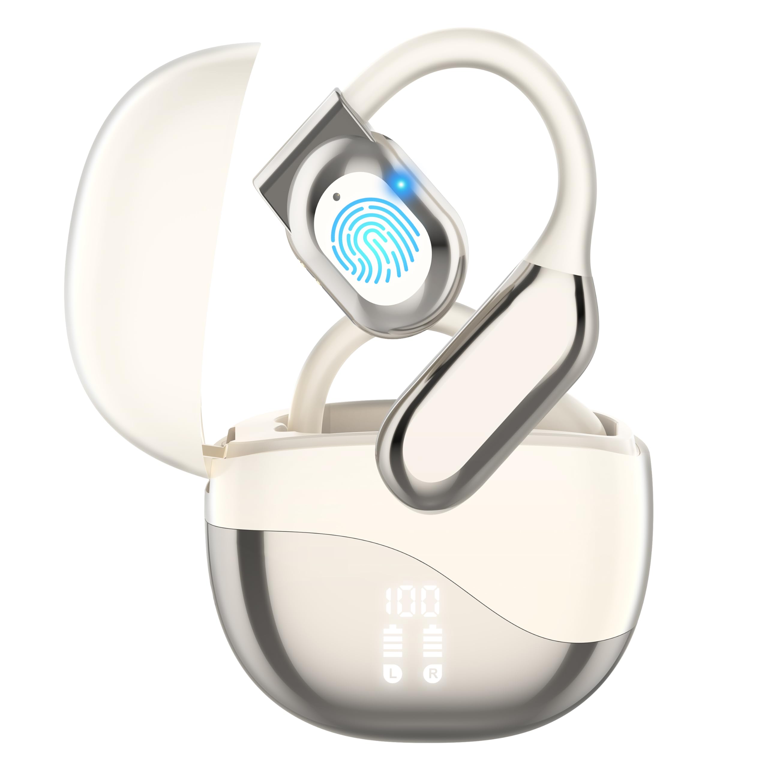 Photo 1 of AI Language Translator Earbuds, OWS Real-Time 3-in-1 Translation Earbuds 169 Languages & Accents, Translation Device for Travel Business Learning,Ivory