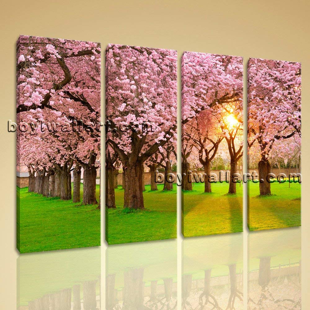 Sunrise Forest Tree Landscape Painting HD Print On Canvas