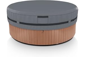 AKEfit Round Hot Tub Cover, 600D Polyester Waterproof for Hot Tub, UV Protection & Windproof, 80''x 14'', Grey