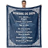 Whasnrt Religious Gifts for Men Faith, Regalos Cristianos para Hombres, Spanish Christian Blanket 50"X60", Man of God Blanket in Spanish, Hombre de Dios español, Blue