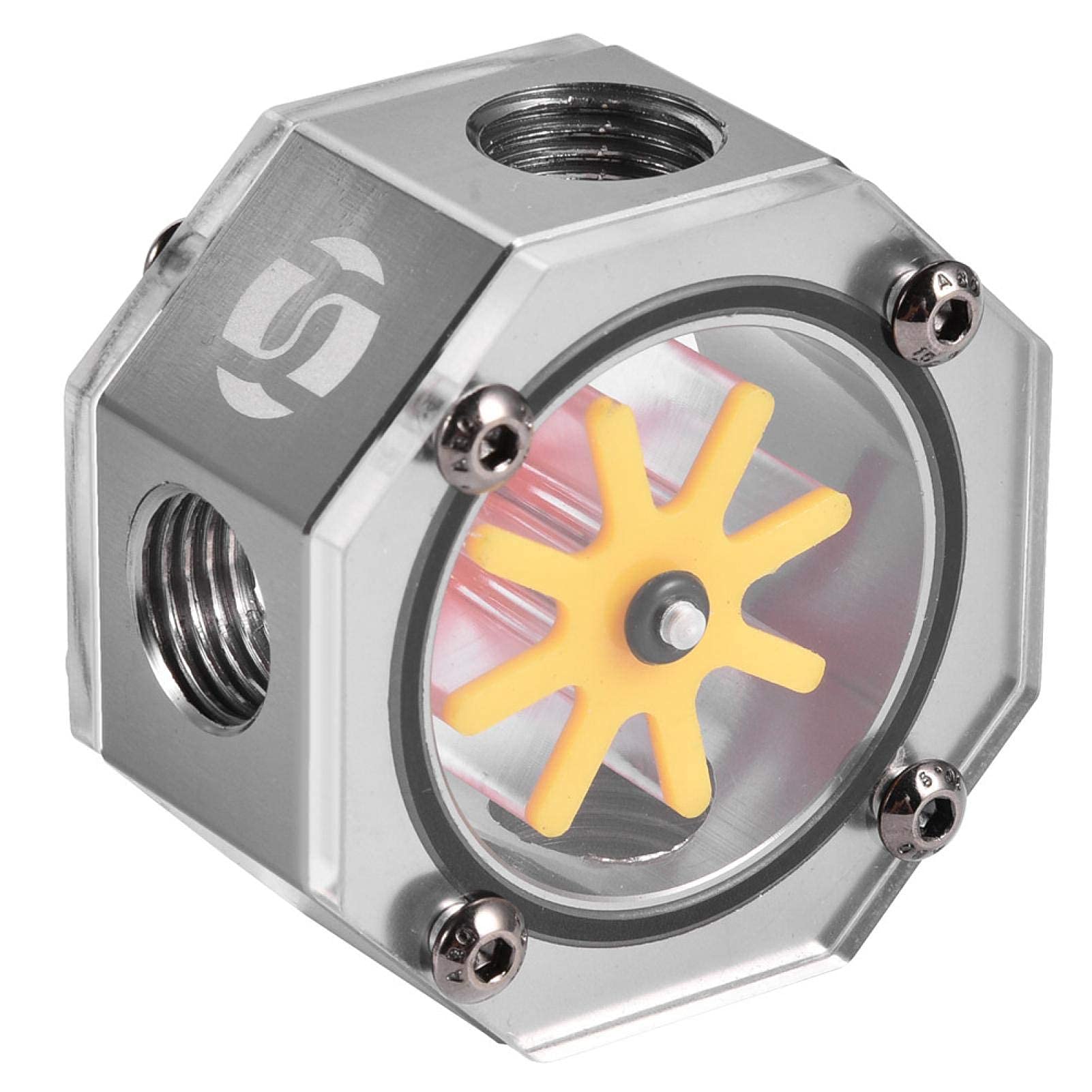 V BESTLIFE Water Meter,PC Cooler Water Cooling Water Indicator G1 / 4 Aluminum Alloy Cooler for PC Water Cooling System(灰色)