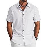 COOFANDY Men's Button Down Short Sleeve Shirt Cotton Casual Summer Shirts Textured Beach Vacation Shirts for Men