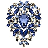 YOQUCOL Vintage Austrian Crystal Rhinestone Leaf Shape Big Large Brooch Pin For Women Golden Tone