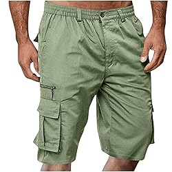 Cargo Shorts for Men Stretch Waist Knee Length Mens