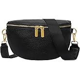 GAEKEAO Crossbody Bags for Women Fashion Sling Purse Fanny Pack Leather Belt Bum Bag Chest Shoulder Bag for Travel Black
