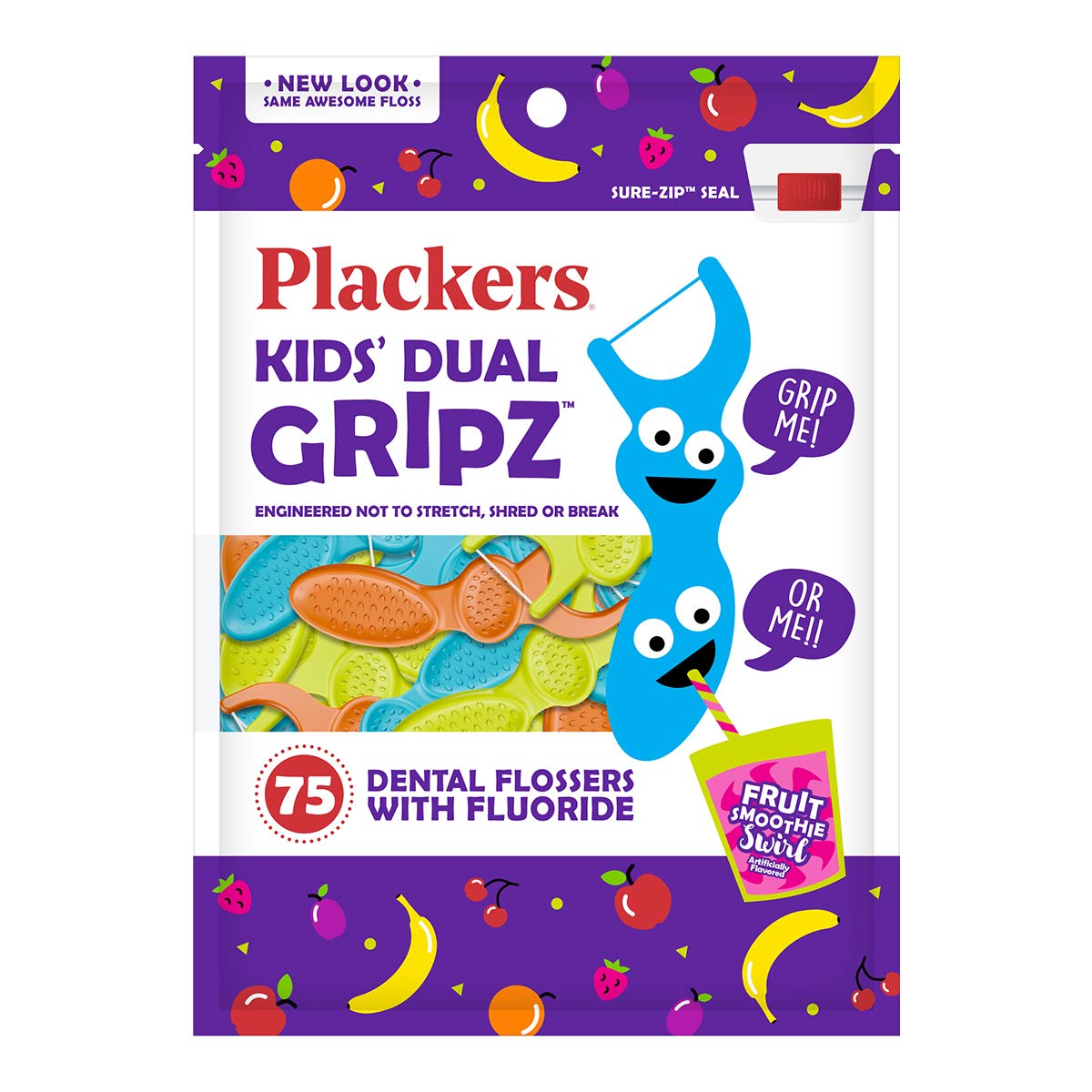 Photo 1 of Plackers Kids Flossers Wild Berry Flavor, 75 Count - Packaging may vary