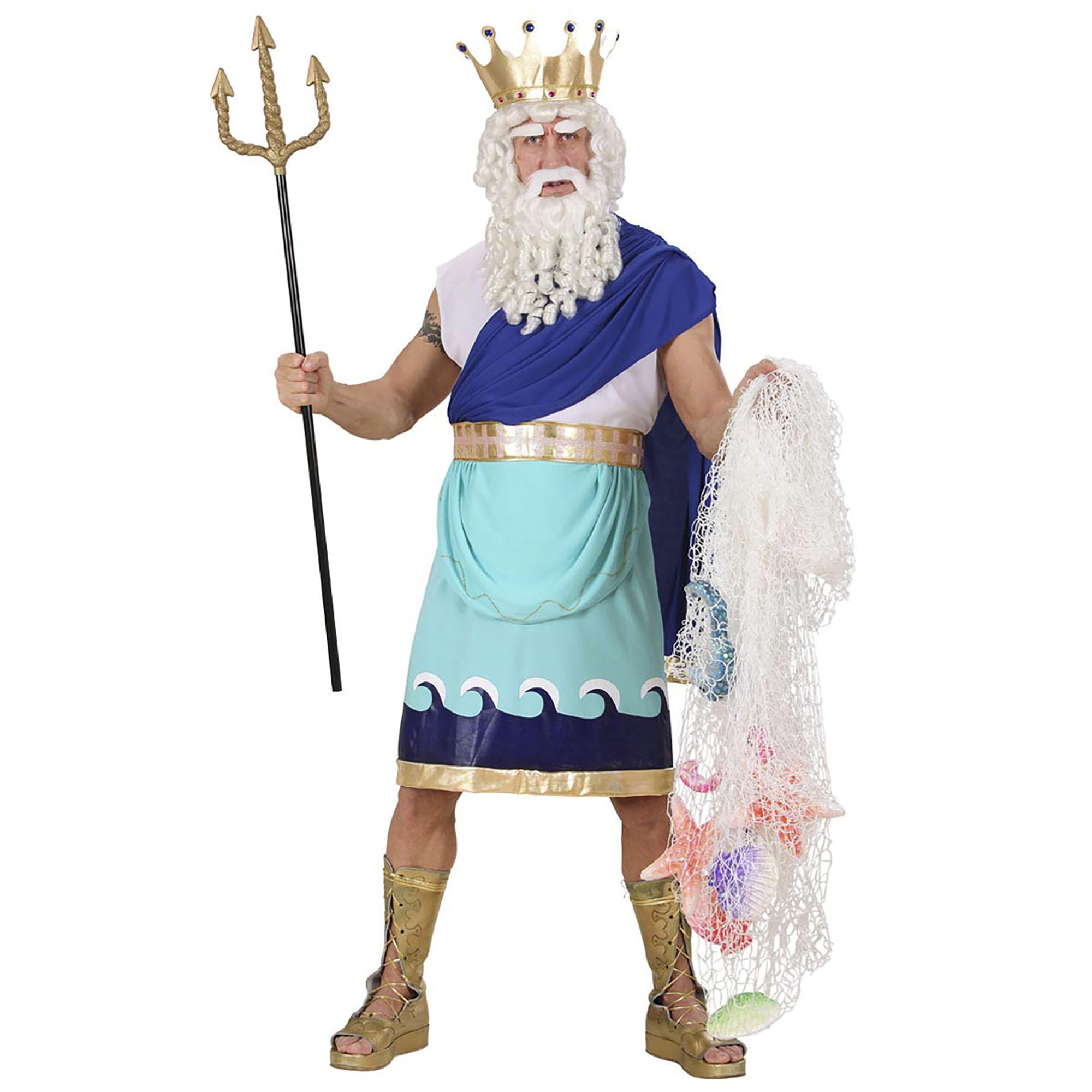 W WIDMANN MILANO Party Fashion - Poseidon Costume for Men, Fantasy, Fairy Tales, Marine World, Roman and Greek Gods, Historical Eras, Antiquity, Carnival, Theme Parties