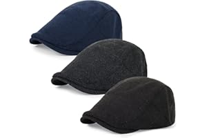 Geyanuo 3Pcs Newsboy Cap for Men Classic Adjustable Flat Cap Ivy Gatsby Driving Cabbie Hat