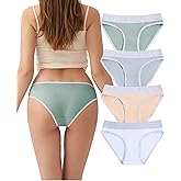 FANYOUNA Women's Cotton Bikini Brief Underwear Packs,Cute Breathable Hipster,Low Rise Panties for Ladies